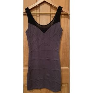 Express Mini Dress Women's XS Gray Black Sleeveless Sheer Straps
